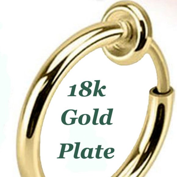 Fake Cheater Piercing 3 Pcs No Pain Ear Nose 18k Gold, Silver, Blk Niobium Plate - Picture 2 of 6